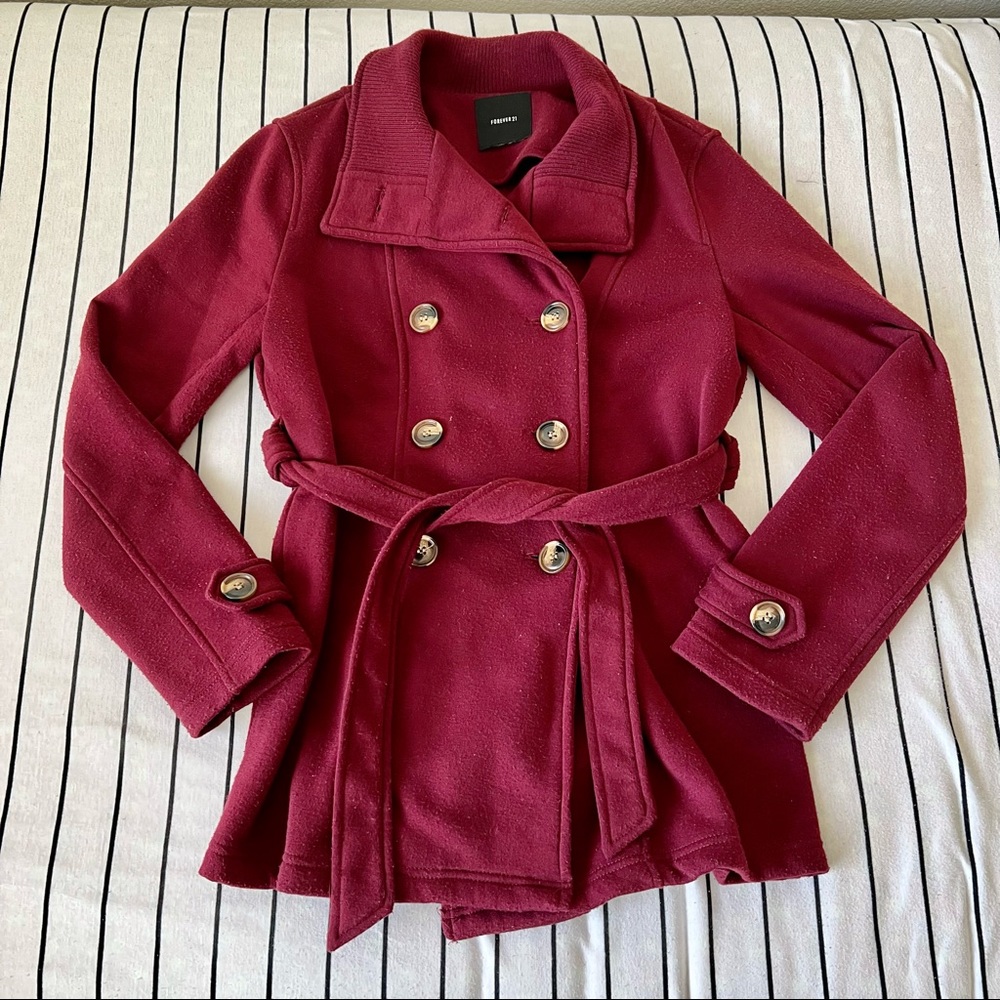 Women's Burgundy Red Trench Coat Style Jacket